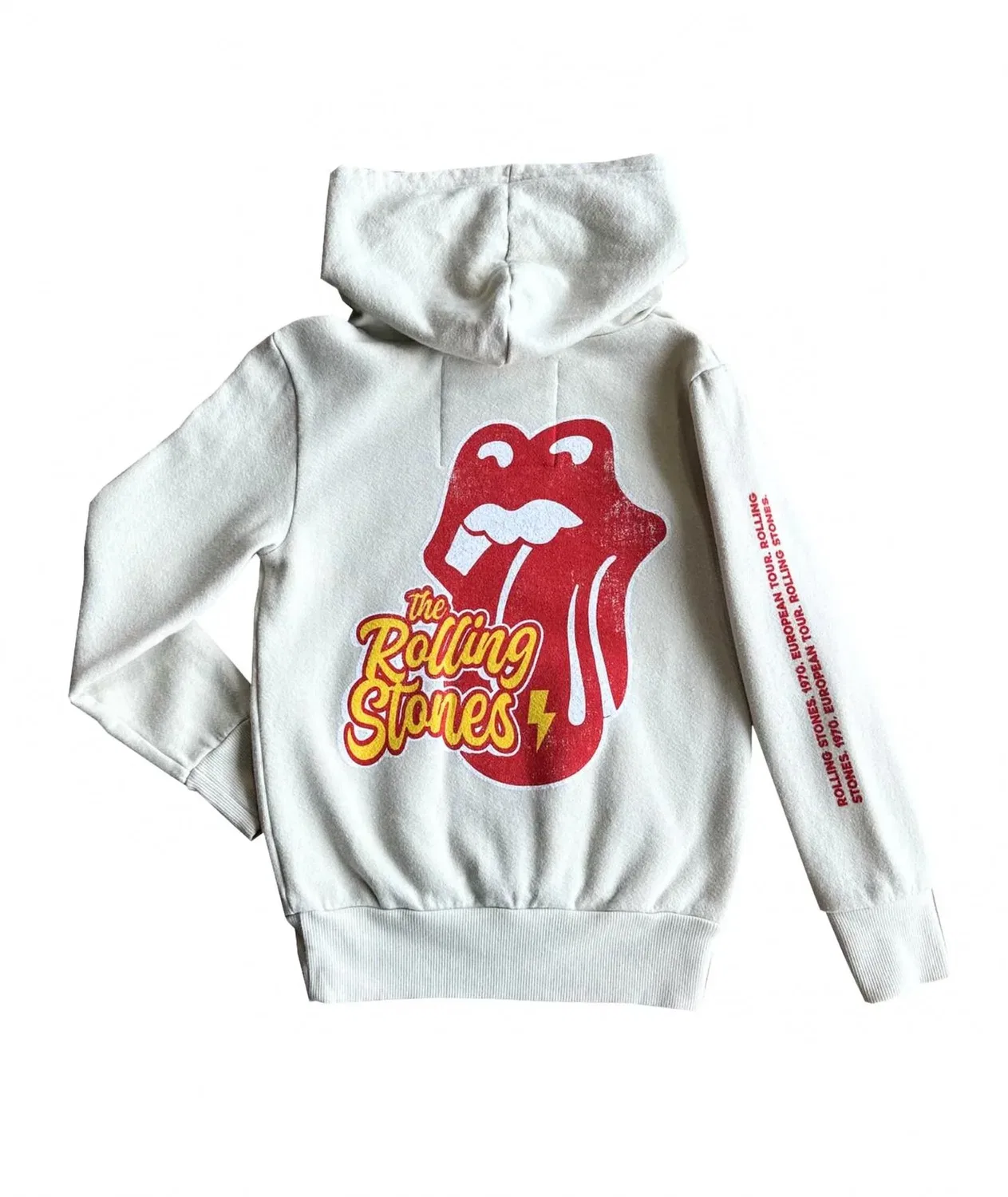 ROWDY SPROUT Женская толстовка с капюшоном Rolling Stones с рисунком языка, цвет «кость» — фото 2