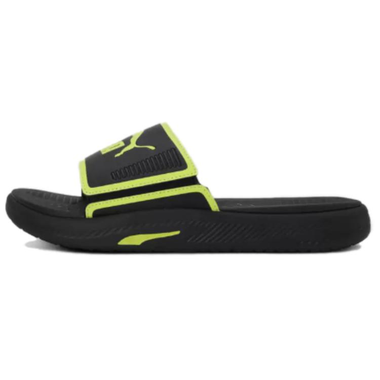 

PUMA Мужские сланцы Softride Sandal Slide черно-зеленые, цвет Black Green