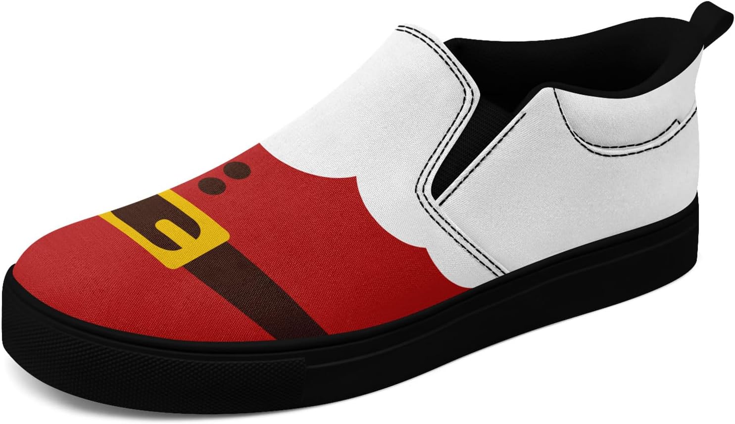 

Кеды на тканевой основе AWSOLE с рождественским дизайном для мужчин и женщин, праздничные кроссовки, подарок на Рождество, с изображением Санты, удобные для носки/снятия, плоские повседневные туфли, белый/черный/красный