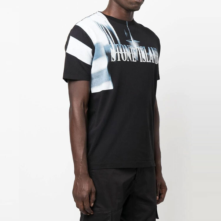 Футболка Stone Island Men с логотипом, черный / белый — фото 4