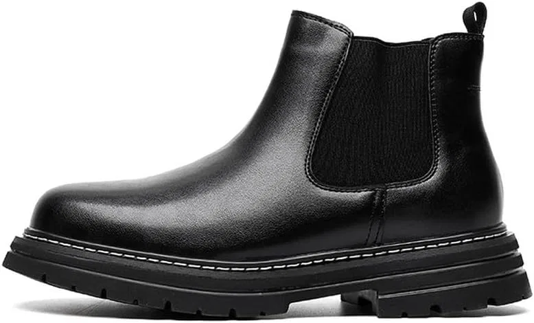 MANLADUO Ботинки челси для Herren, Wasserdicht, Leder, Schlupfstiefel, Freizeitstiefel mit dicker Sohle, Black — фото 3