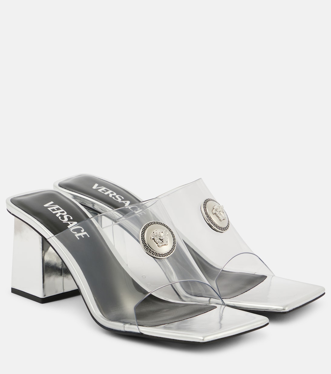 Мюли из ПВХ Medusa '95 Versace, Transparent Silver Palladium