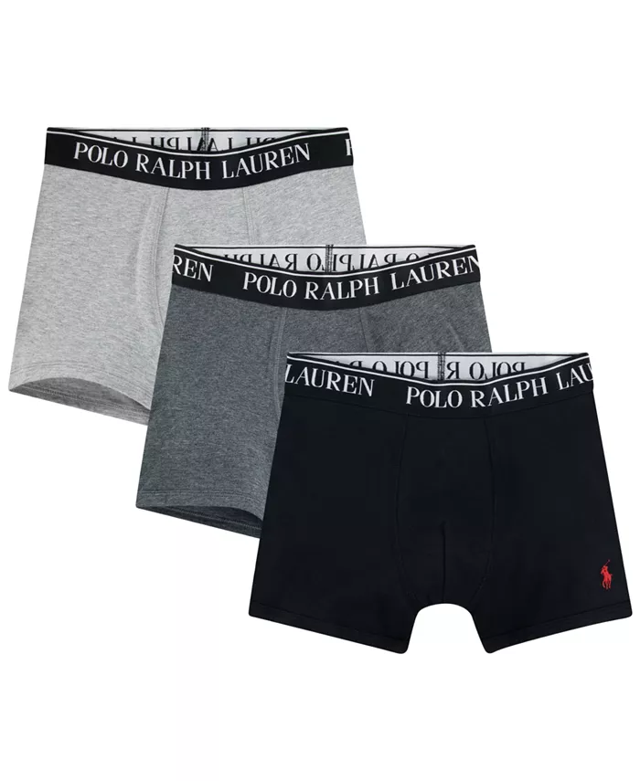

Боксеры из хлопка с эластаном для мальчиков, 3 шт Polo Ralph Lauren, серый