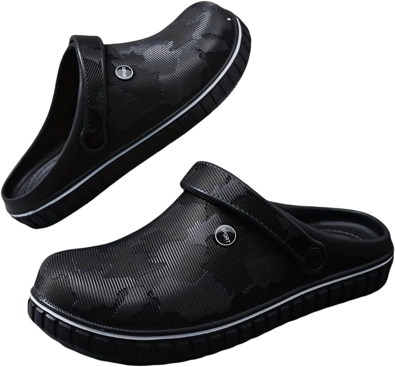 

Мужские летние сабо и садовые сандалии, нескользящие быстро сохнущие сандалии и повседневные пляжные шлепанцы Hhhchpm, черный