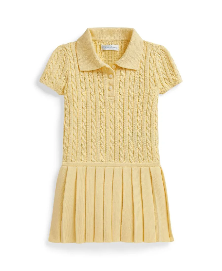 Мини-платье-поло с косами для девочек Polo Ralph Lauren, желтый