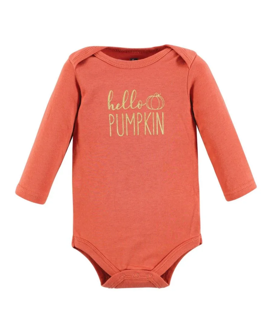 Хлопковые боди с длинными рукавами, комплект из 5 штук с рисунком слона Hudson Baby, Cutest Pumpkin — фото 3