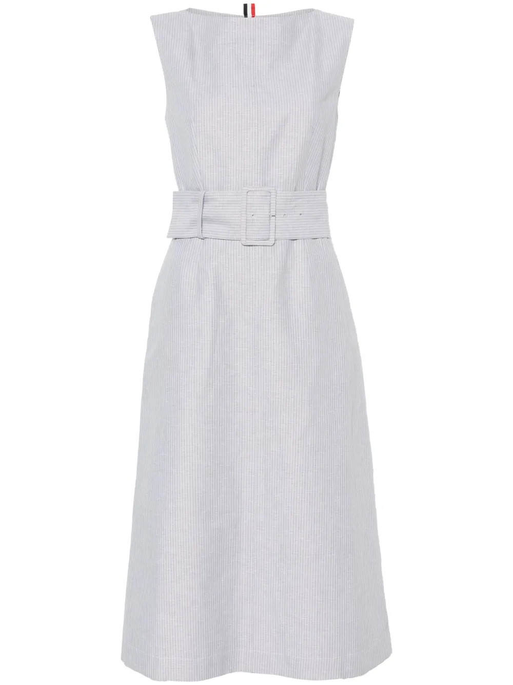 

Платье миди в полоску THOM BROWNE, серый