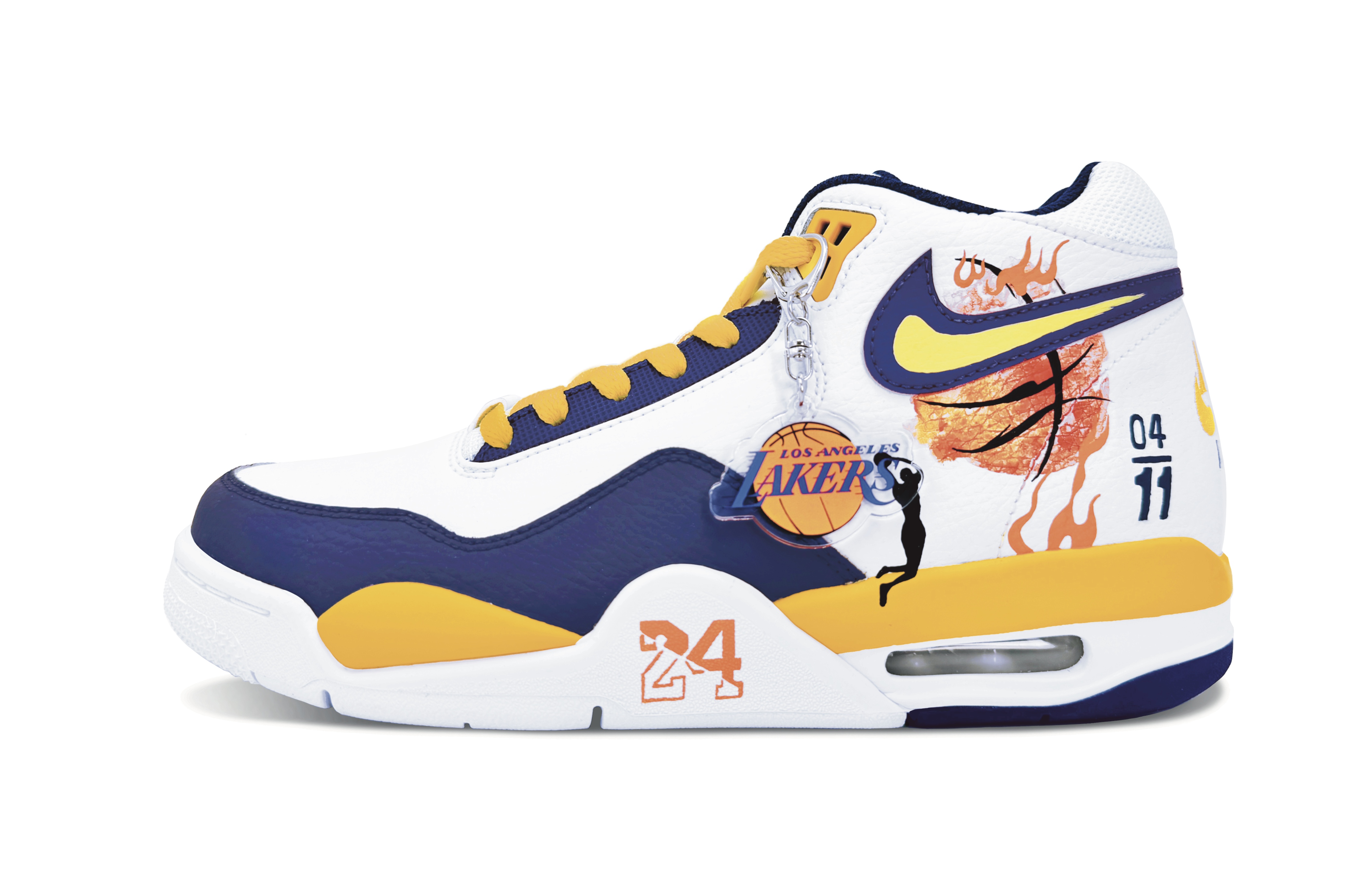 

Nike Износостойкие винтажные баскетбольные кроссовки Flight Legacy средней высоты, мужские, фиолетово-желтые