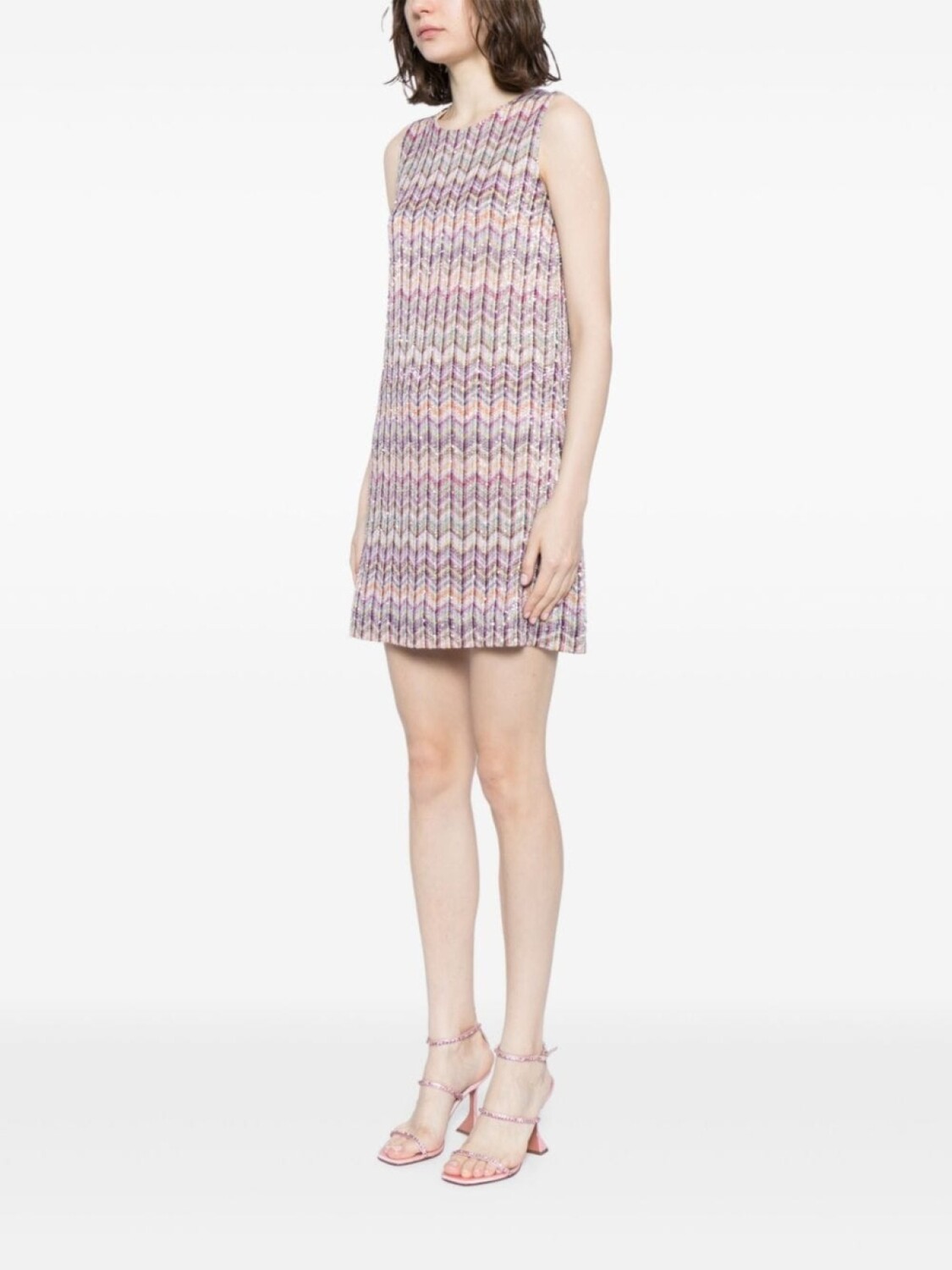 

Missoni платье мини с узором шеврон, розовый