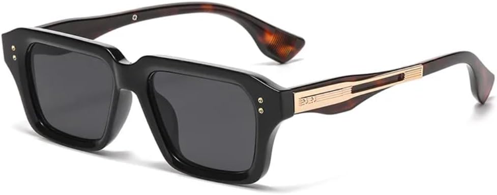 

Ретро-солнцезащитные очки для женщин и мужчин, градиентная защита от УФ-излучения UV400, модные прозрачные линзы, стильная оправа с заклепками TVTBBVV, Black Leopard Gray