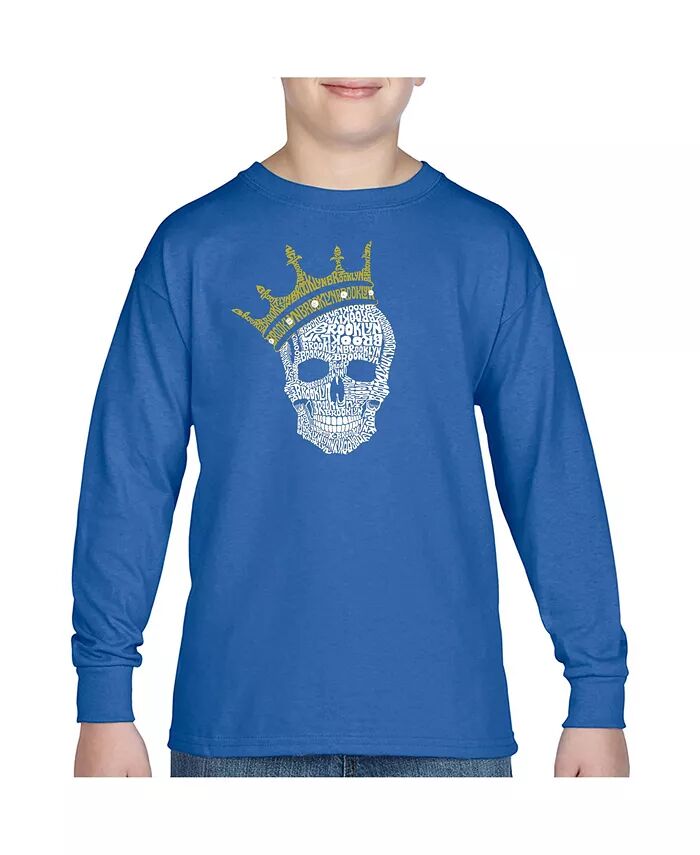 

Футболка с длинным рукавом Big Boy's Word Art - Brooklyn Crown LA Pop Art, синий