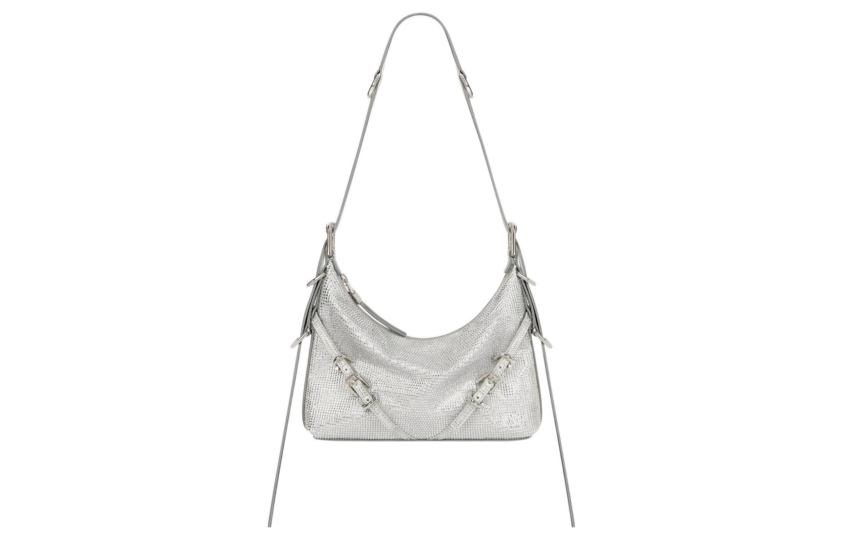 

Женская мини-сумка GIVENCHY Voyou из шелка с телячьей кожей, через плечо, на пояс, серебристо-серая