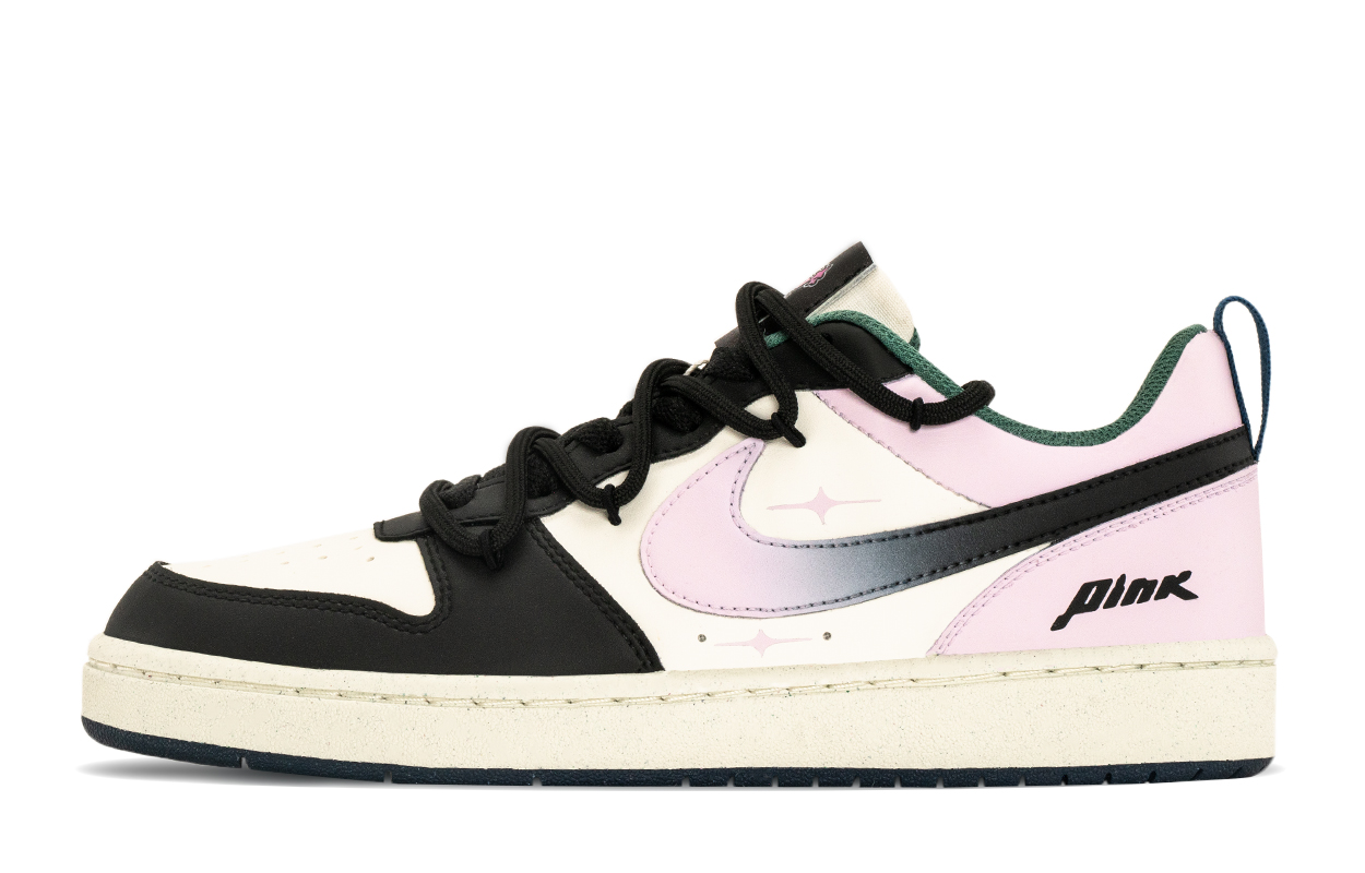 

Модные нескользящие износостойкие низкие детские кроссовки для скейтбординга Court Borough для подростков Nike, черный/розовый