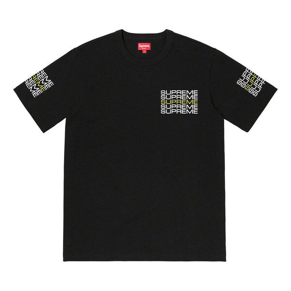 

Футболка ss19 stack logo tee black logo round neck short sleeve Supreme, черный