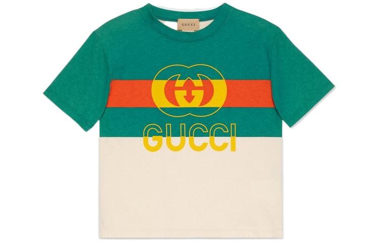 

Футболка детская Gucci, бежевый/ зеленый
