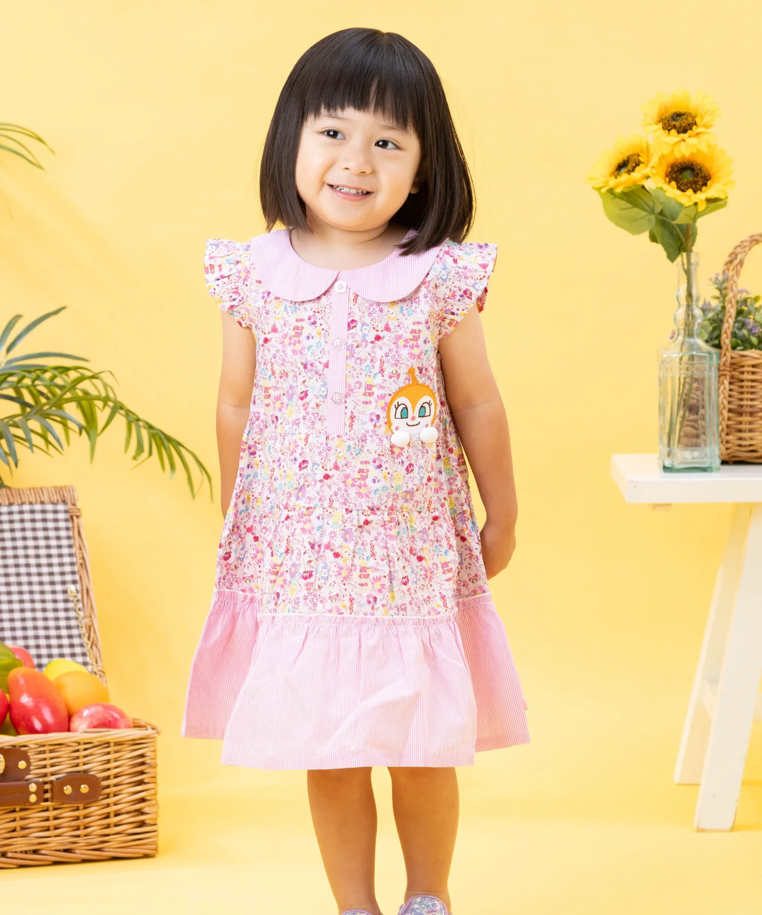 Детская коллекция ANPANMAN / (K) Платье с аппликацией Hyokkori Anpanman Kids Collection, pink — фото 2