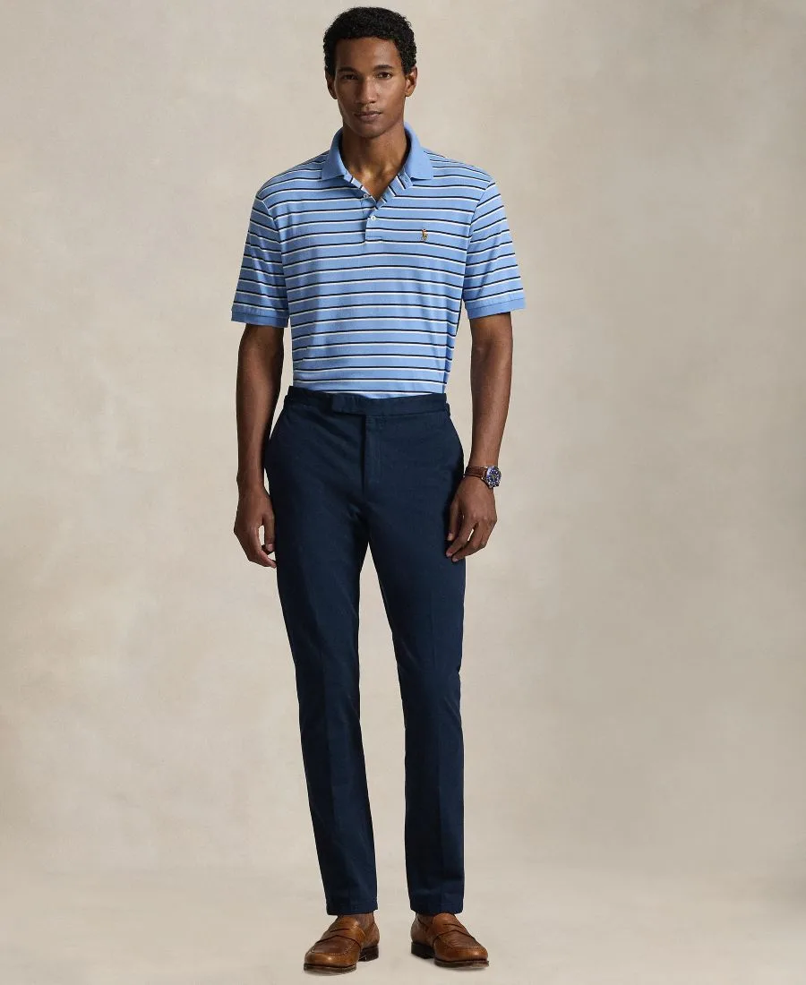 Мужская поло-рубашка с коротким рукавом, классического кроя, в полоску Polo Ralph Lauren, sky синий мультиколор — фото 2