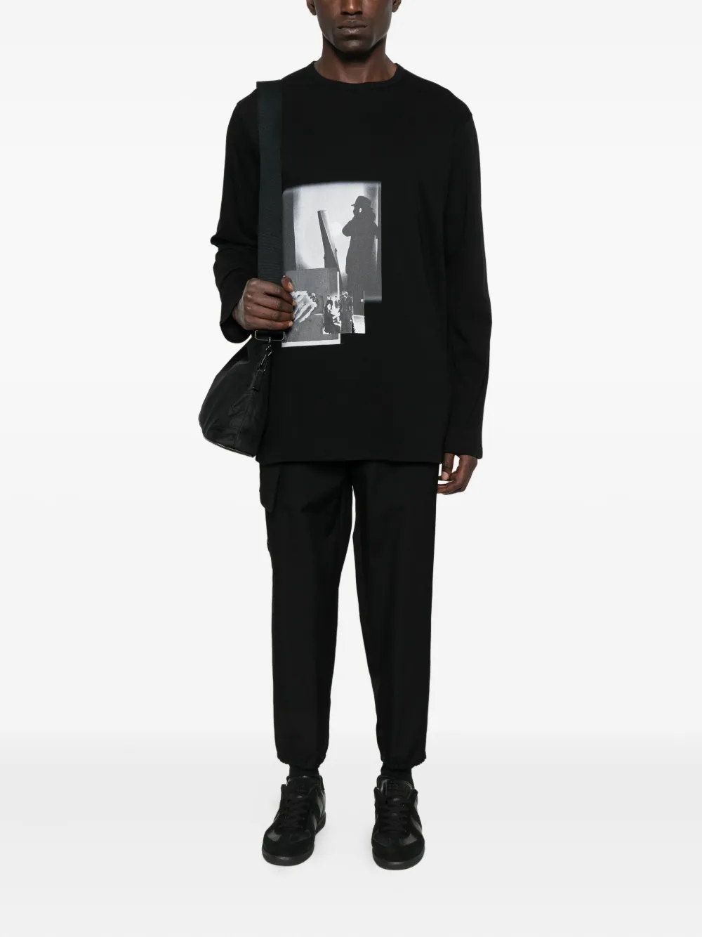 Футболка с длинным рукавом и графическим принтом Yohji Yamamoto, черный — фото 2