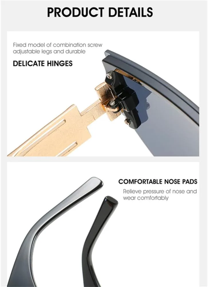 

Солнцезащитные очки без оправы большого размера для женщин и мужчин, винтажные, с плоской верхней частью, защита от УФ-излучения UV400, c1, один размер MTZJH, C1