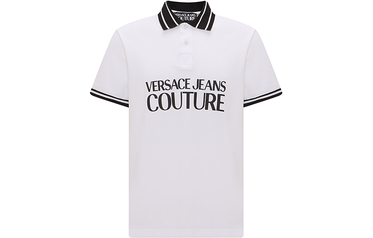 

VERSACE JEANS COUTURE Мужская поло из хлопка с принтом логотипа white, Белый, VERSACE JEANS COUTURE Мужская поло из хлопка с принтом логотипа white