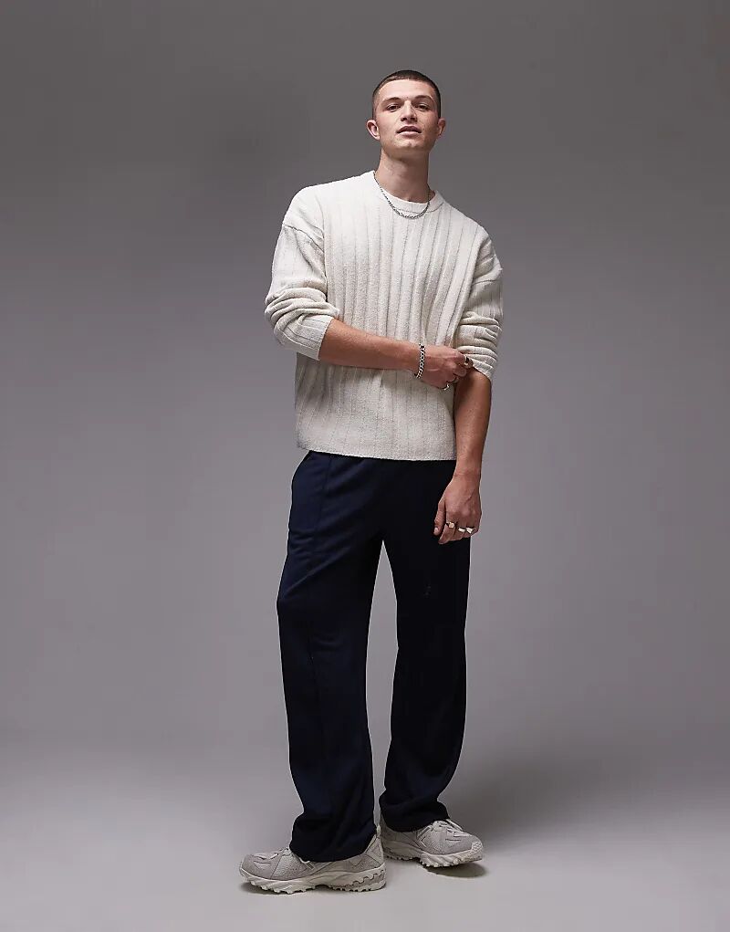 

Свободный джемпер в рубчик цвета экрю Topman