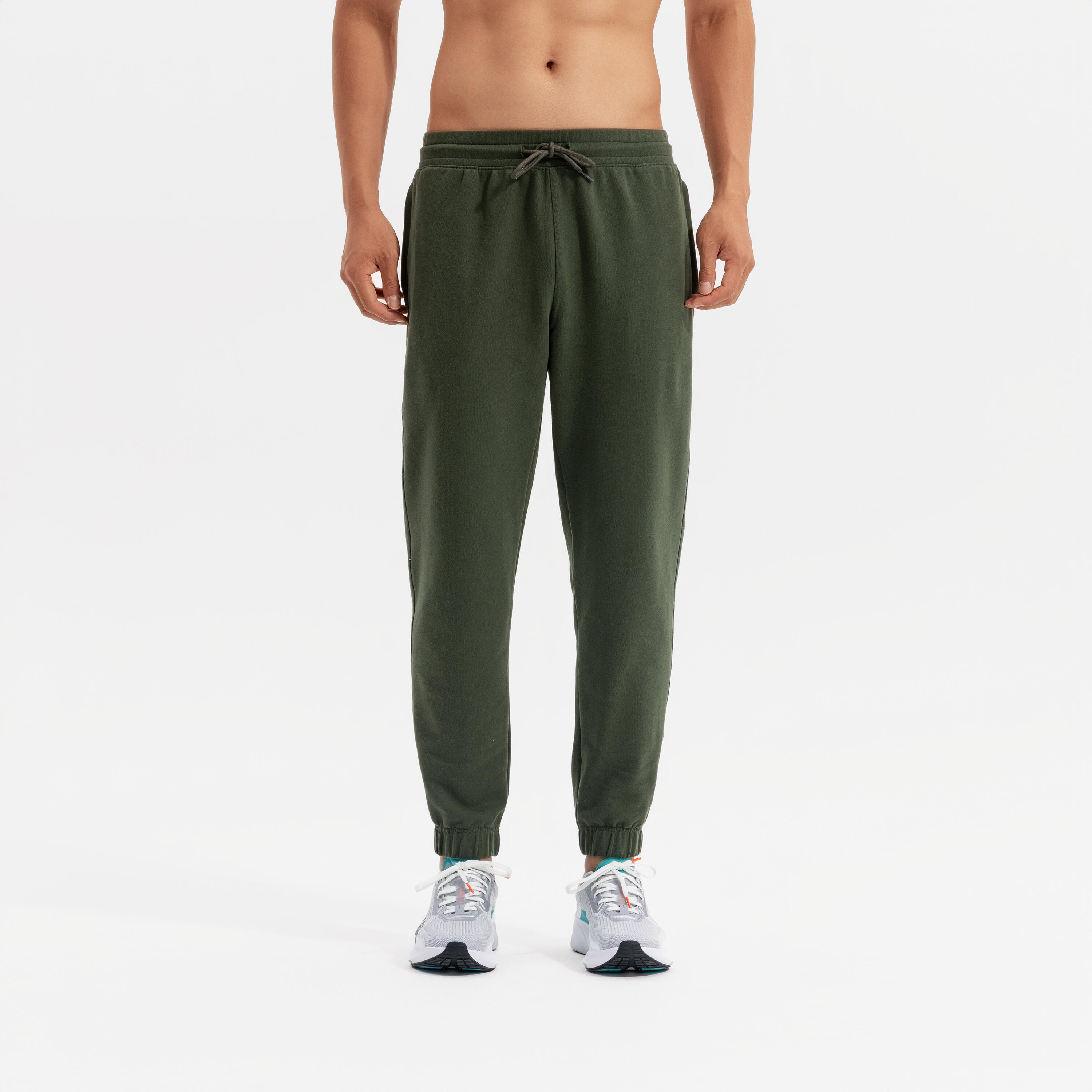 

Мужские тренировочные брюки Domyos из флиса тёмно-зелёные