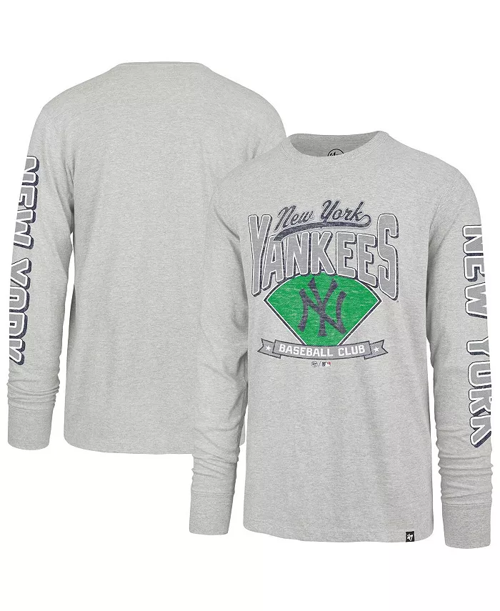 

Мужская серая футболка с длинным рукавом New York Yankees Big Tall Distressed Franklin '47 Brand