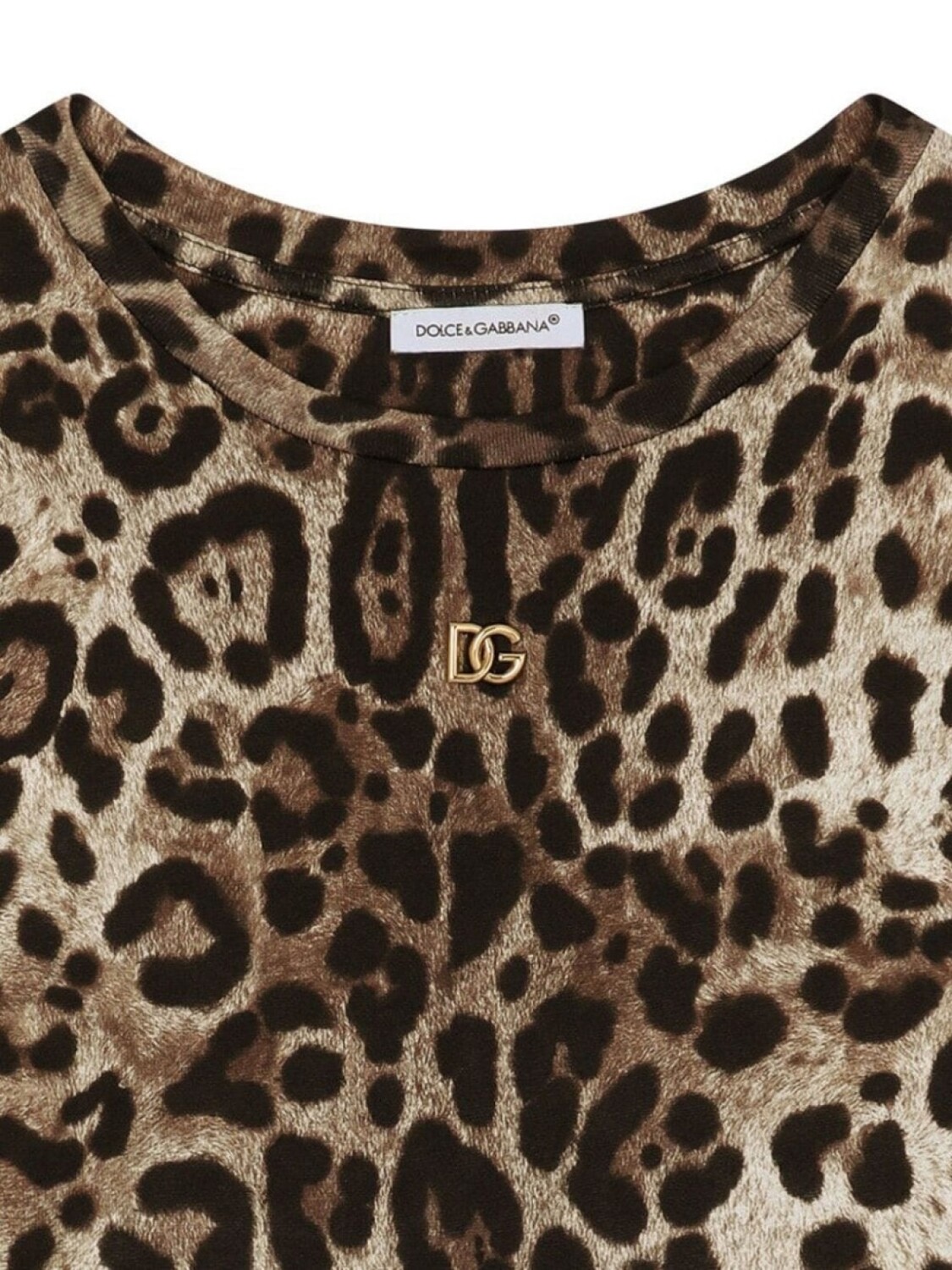 Dolce & Gabbana укороченная футболка с леопардовым принтом, коричневый — фото 3
