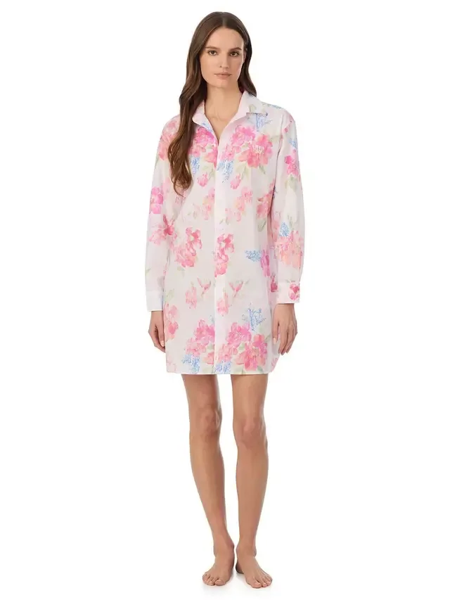Ночная рубашка с длинными рукавами Lauren Paisley, розовая Ralph Lauren