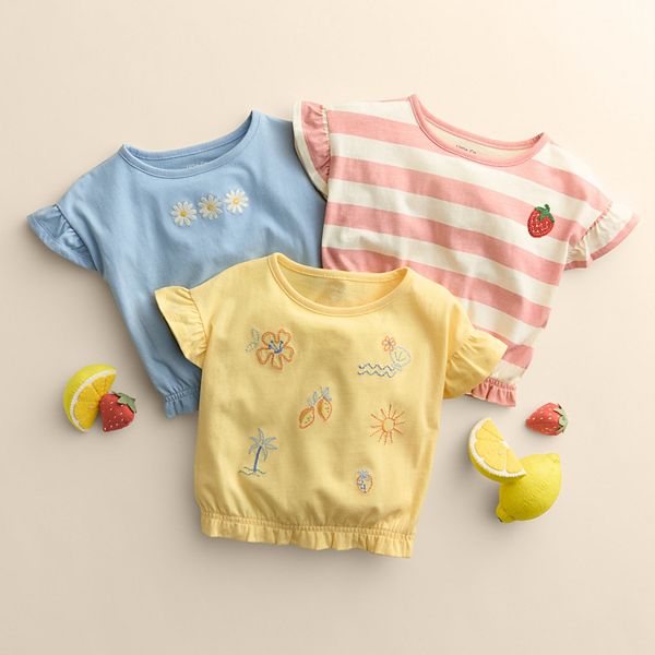 Футболка с рукавами-крылышками для девочек Little Co. By Lauren Conrad, Stripe Strawberry — фото 3