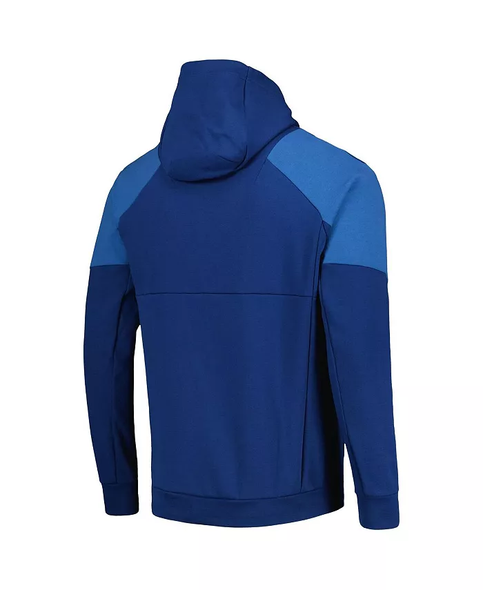Мужская синяя толстовка с капюшоном Seattle Sounders FC 2023 Player Travel Pullover Hoodie adidas — фото 2