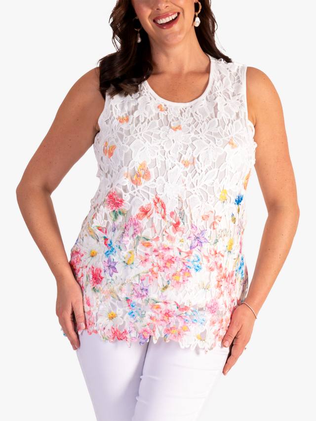 

Футболка с цветочным кружевом chesca, White/Multi