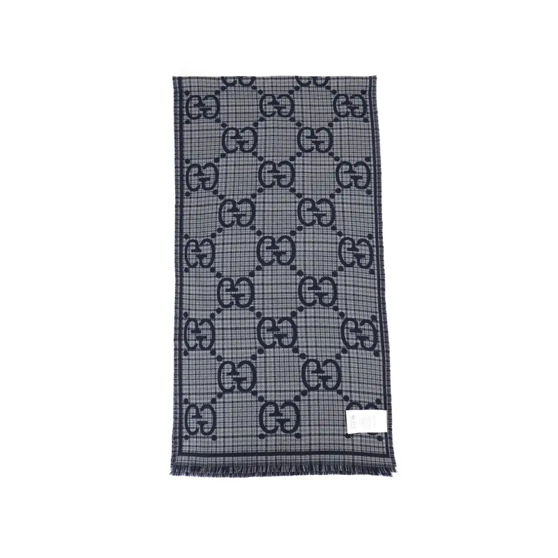 

GUCCI Джаккардовый шарф с бахромой, Blue