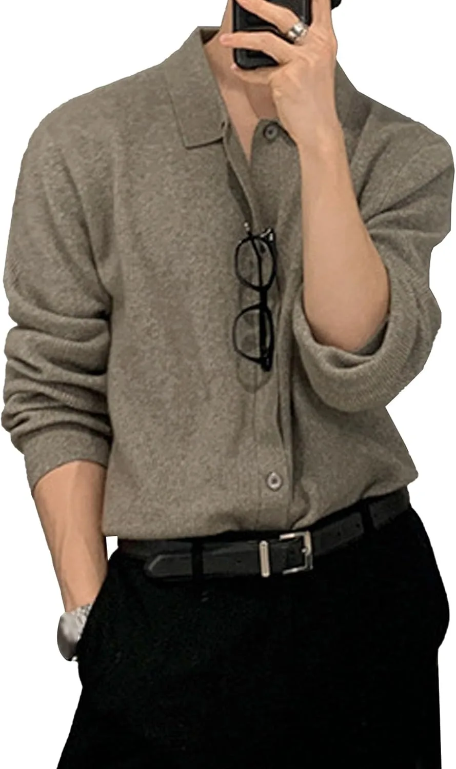 

Мужской кардиган с реверсом, вязаный, легкий, на пуговицах JEShifangjiusu