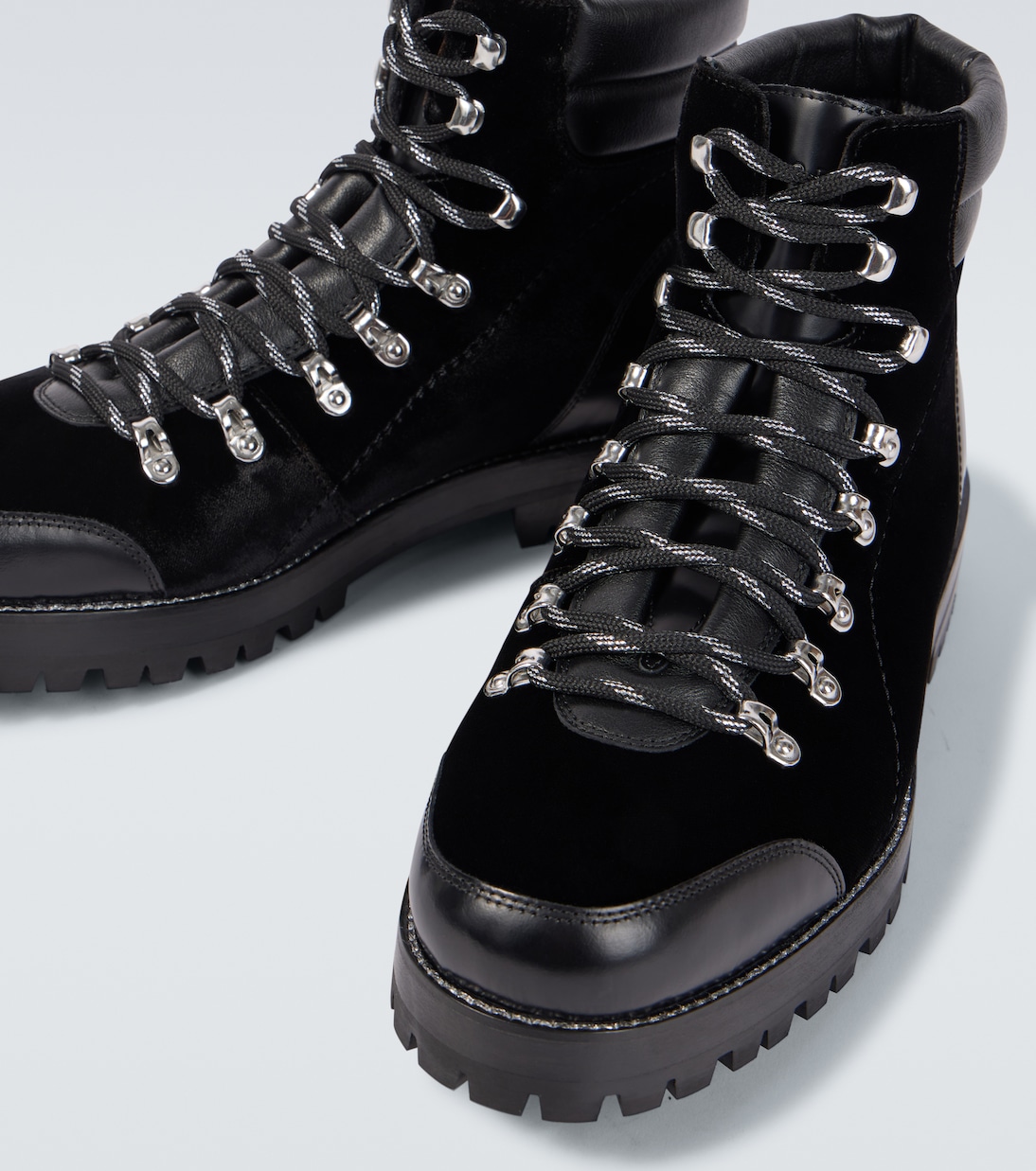 Ботинки Janka из велюра с кожаной отделкой на шнуровке Manolo Blahnik, Blck — фото 3