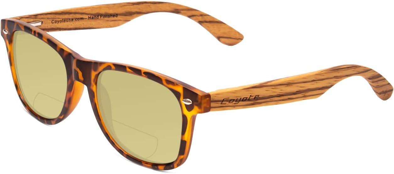 

Поляризованные солнцезащитные очки Coyote Eyewear Woodie | Дужки из натурального дерева | Универсальный дизайн | Чехол для хранения в комплекте, Black Orange Tortoise Walnut Brown Wood/Yellow Lens