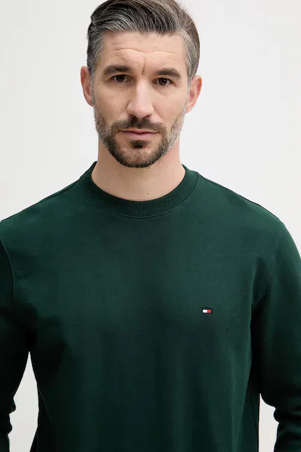 Худи мужское из хлопка Tommy Hilfiger, зеленый — фото 4