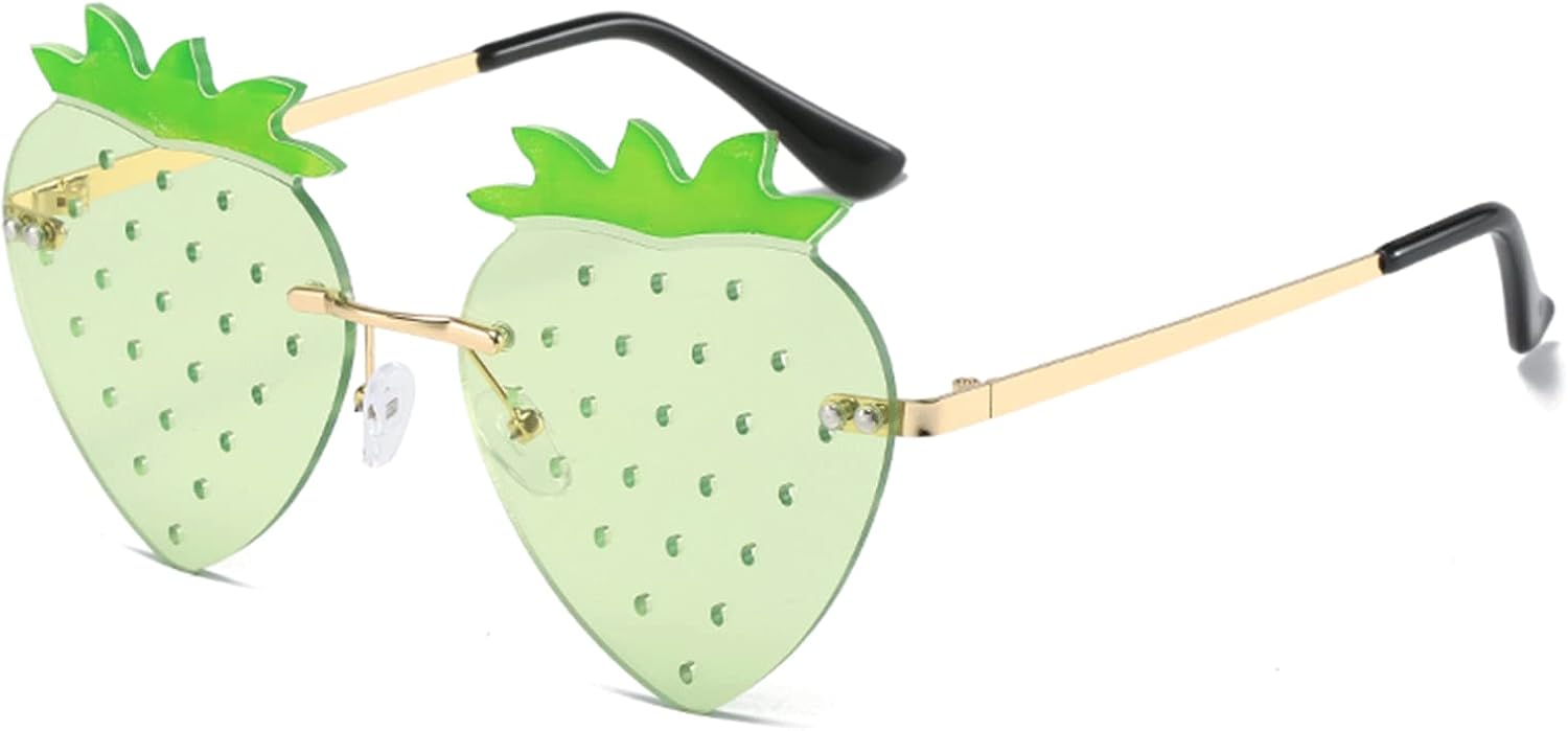 

Уникальные солнцезащитные очки YAMEIZE в форме клубники — стильные и милые — для женщин и мужчин, для фестивалей, вечеринок, рейвов, Хэллоуина и Рождества. Разноцветные очки, Gold Green