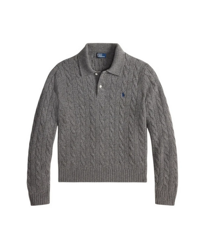 

Свитер с длинными рукавами и воротником Ralph Lauren, серый