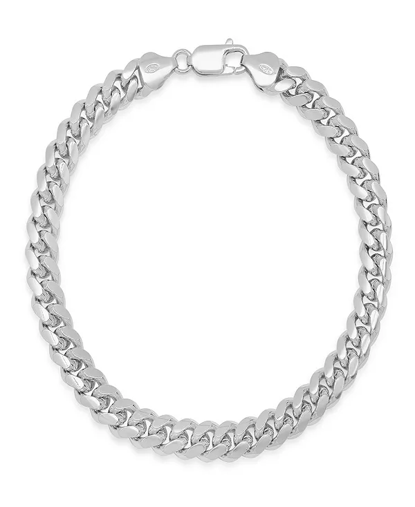 

Браслет-Цепочка унисекс из стерлингового серебра с кубинскими звеньями Steeltime, silver