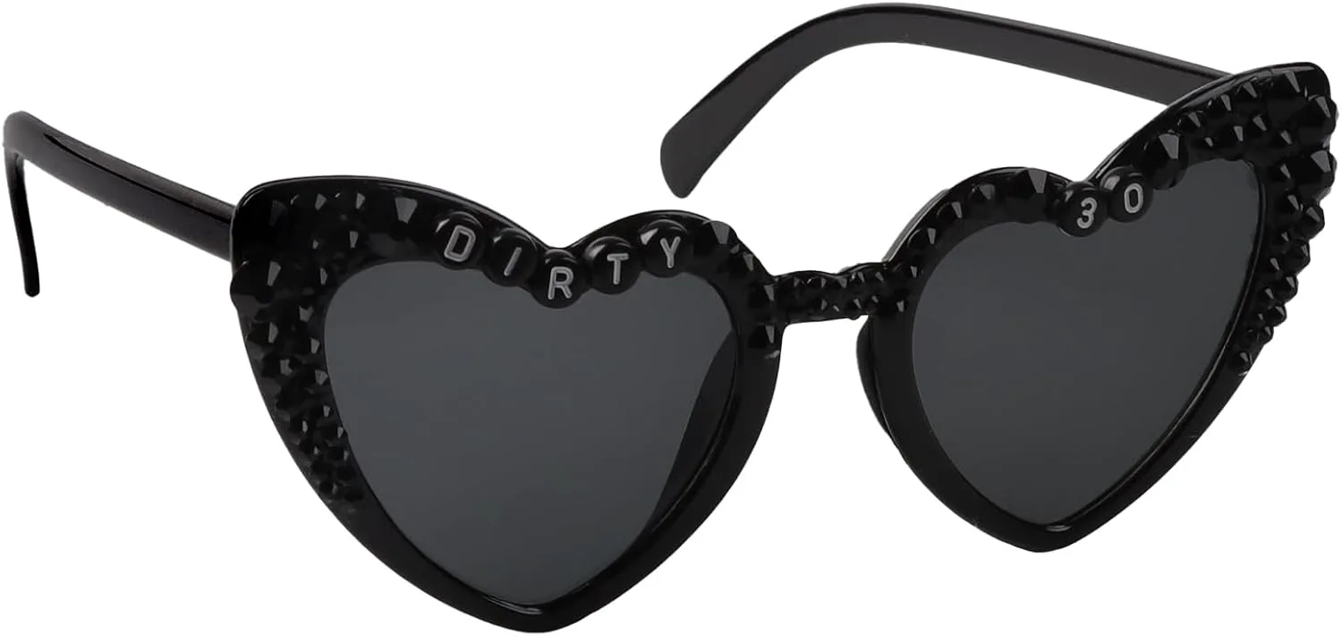 

Солнцезащитные очки на 30-летие, очки Dirty 30, черные, забавные, в форме сердца, украшения на 30-летие для женщин, подарки на 30-летие, товары для вечеринки loghohu