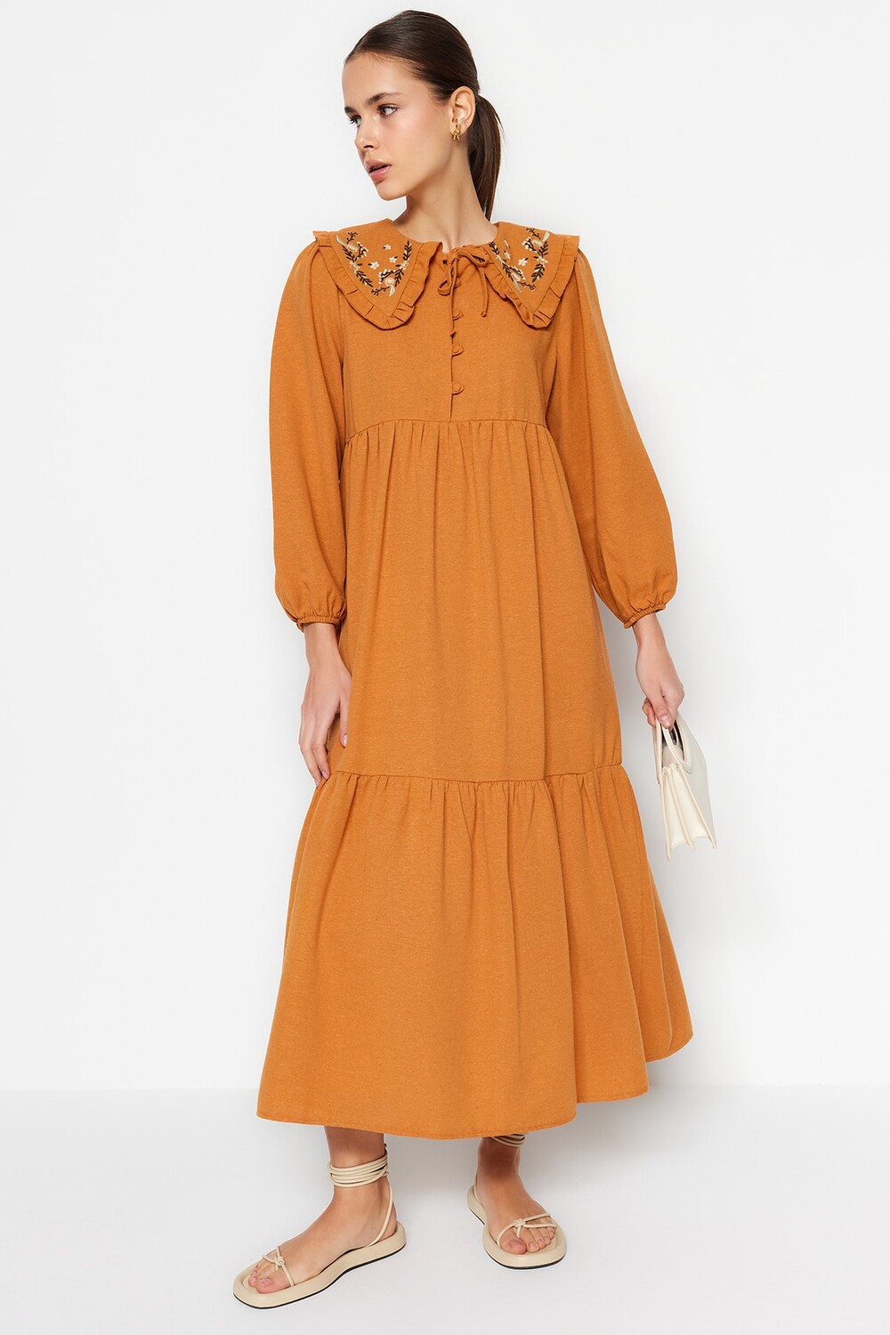 

Платье - Оранжевое - Базовое Trendyol Modest, оранжевый