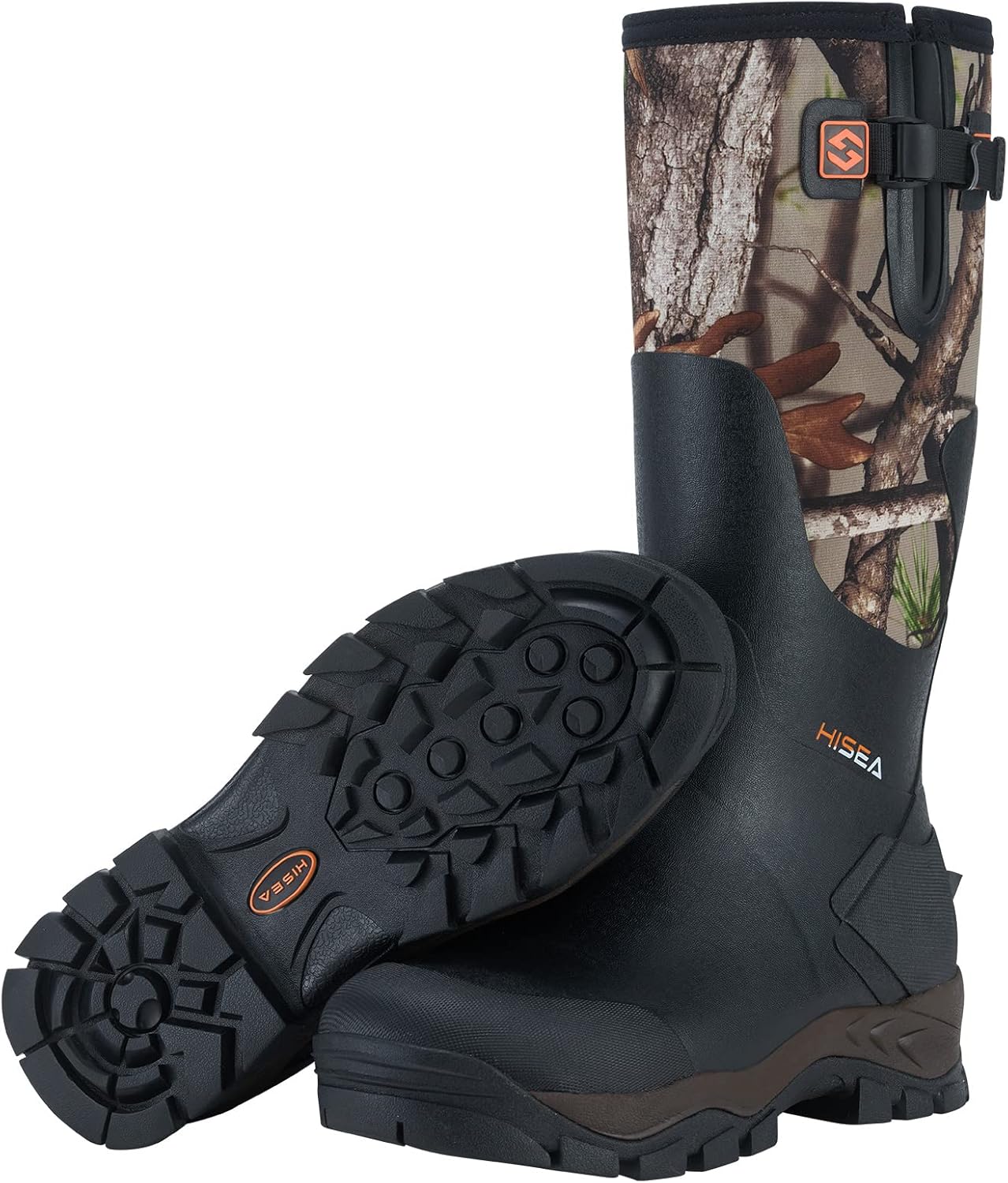 

Резиновые охотничьи сапоги HISEA для мужчин, водонепроницаемые дождевые сапоги для работы в грязи, фермерства и рыбалки, с регулируемой голенью, Camo Vista