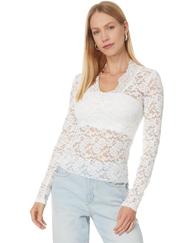 

Лонгслив Free People All Day Lace Long Sleeve, слоновая кость