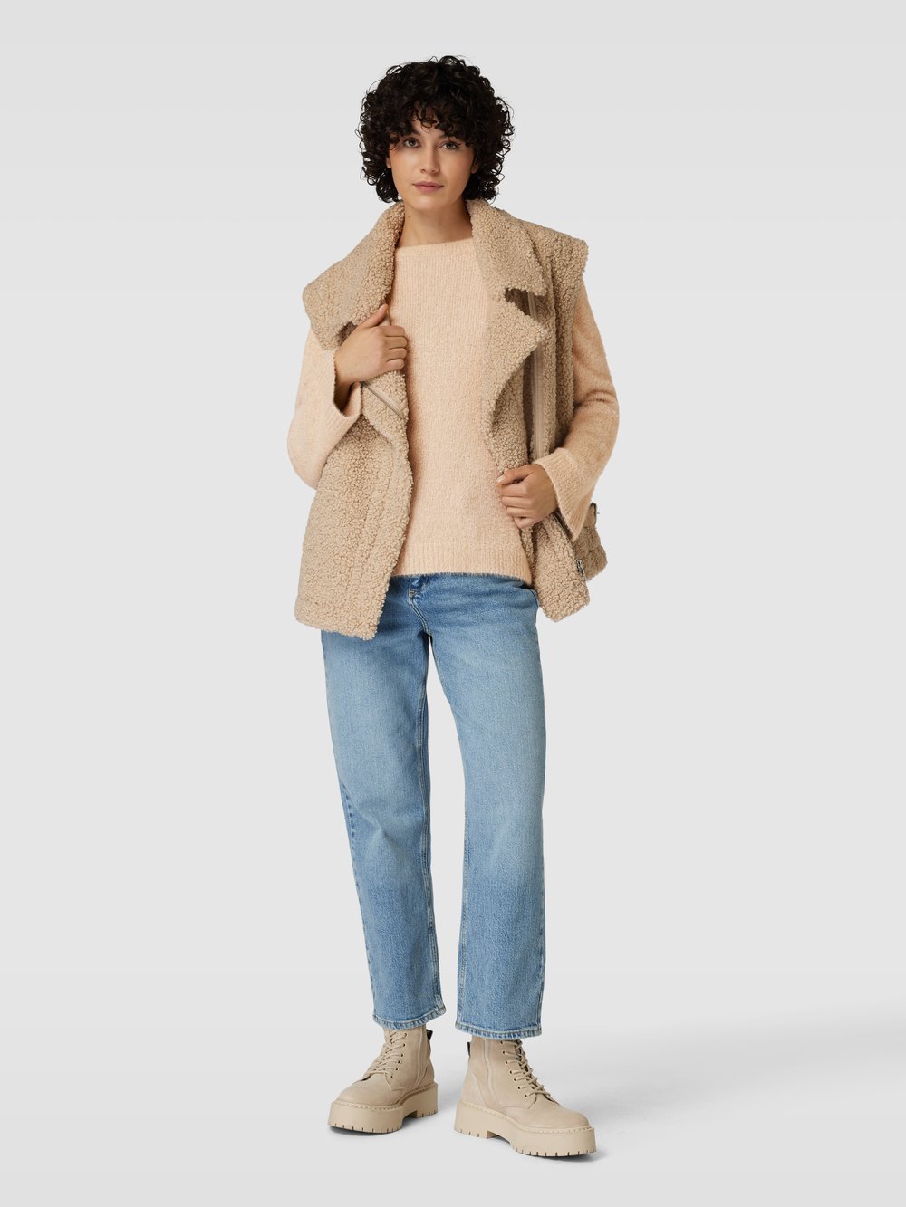 

Вязаный свитер оверсайз с ребристыми манжетами Tom Tailor, бежевый