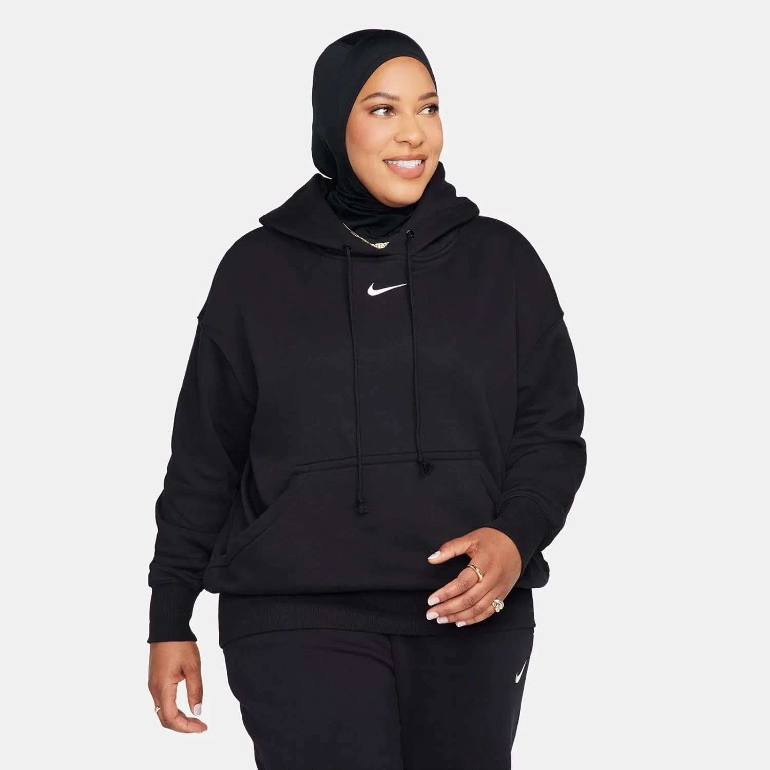 Худи Nike Sportswear Phoenix Fleece, Black/Sail — фото 2