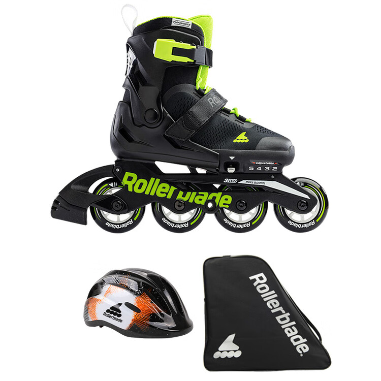 

RollerBlade Детские роликовые коньки с регулируемым размером, черно-зеленые (Premium Set A), размер S (28-32 см)