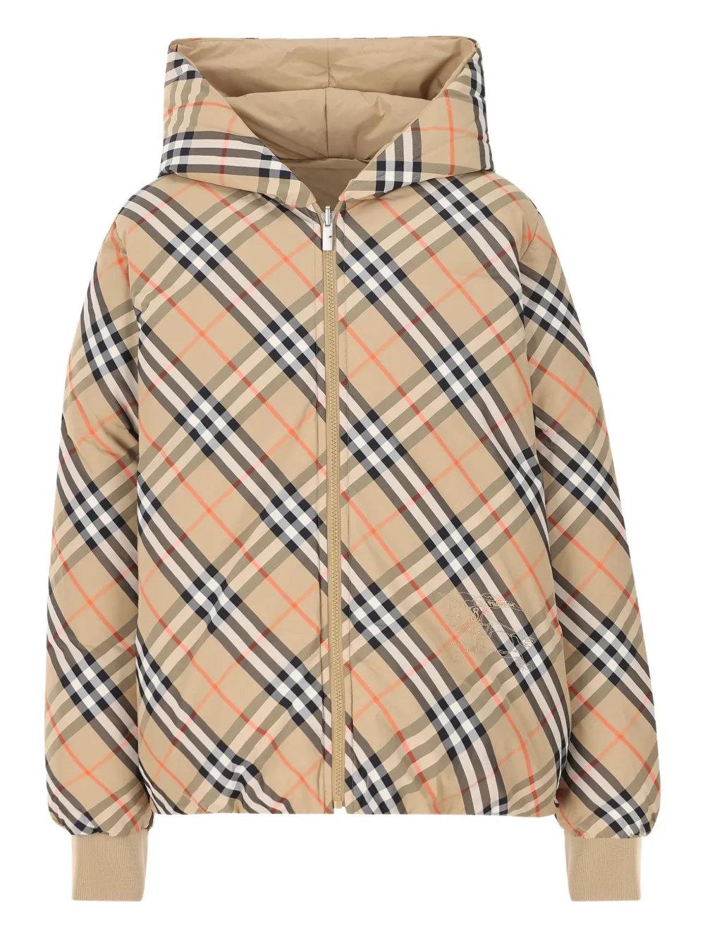 

Куртка с капюшоном в клетку BURBERRY KIDS, нейтральный