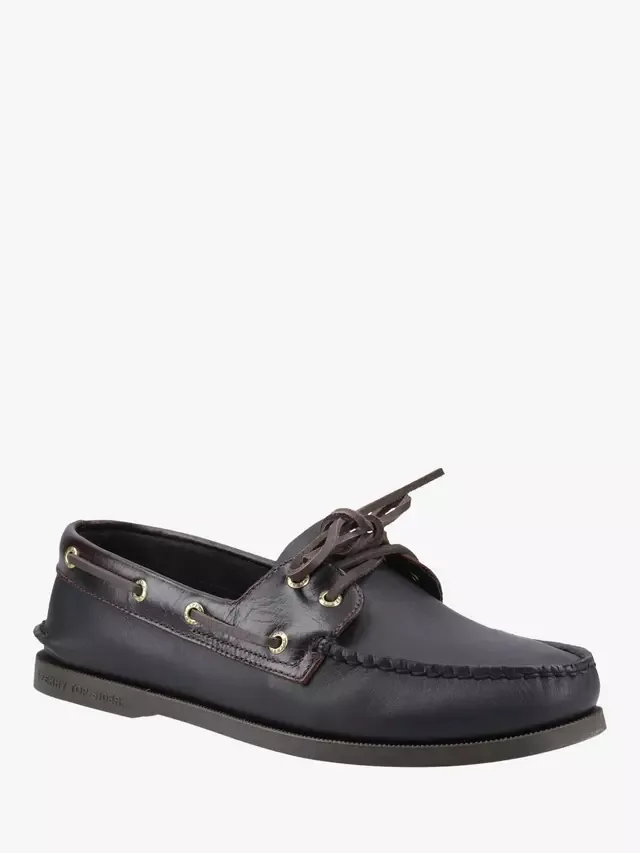 Оригинальные кожаные мокасины с двумя люверсами Sperry, Dk Brown — фото 2