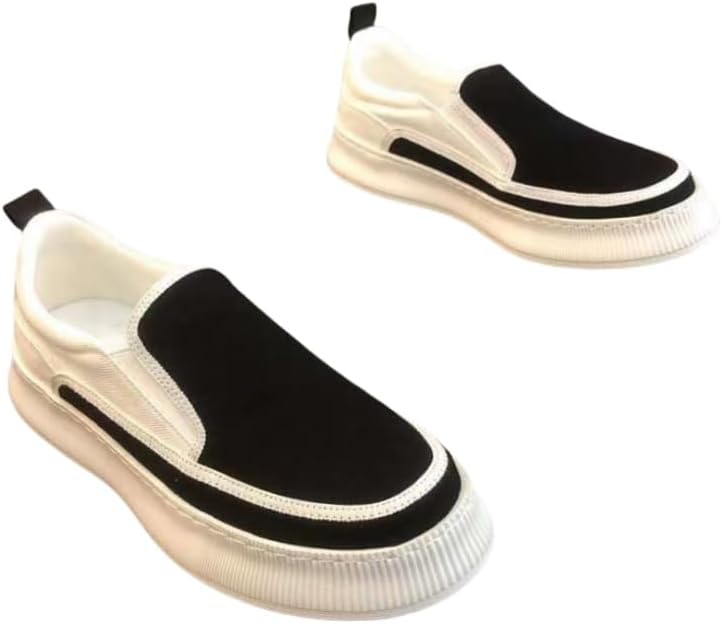 

Мужские повседневные туфли из дышащего холста с толстой подошвой, цельный стиль, молодежные и повседневные, противоскользящий дизайн, легкая и дышащая стелька Clolinde, черный